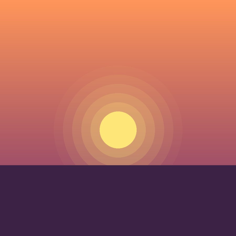 Sunset over the water