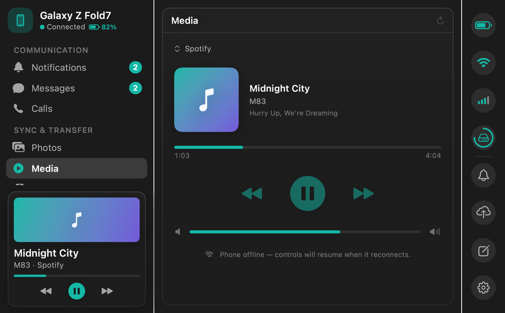 DroidPort Media: control phone playback from macOS