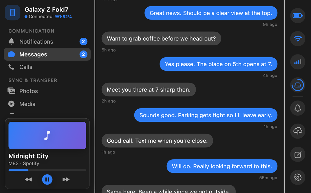 DroidPort Messages: SMS and MMS with attachments on macOS
